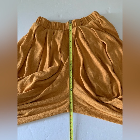 FP Beach Women’s Elastic Waist Wide Leg Pants Pleated Bronze High-Rise Cotton - Picture 11 of 12